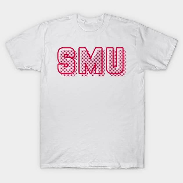 SMU Logo Dots Red T-Shirt by one-broke-kid